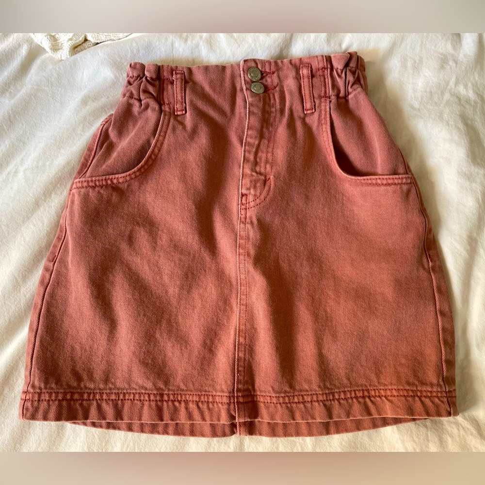 Topshop denim skirt in pink